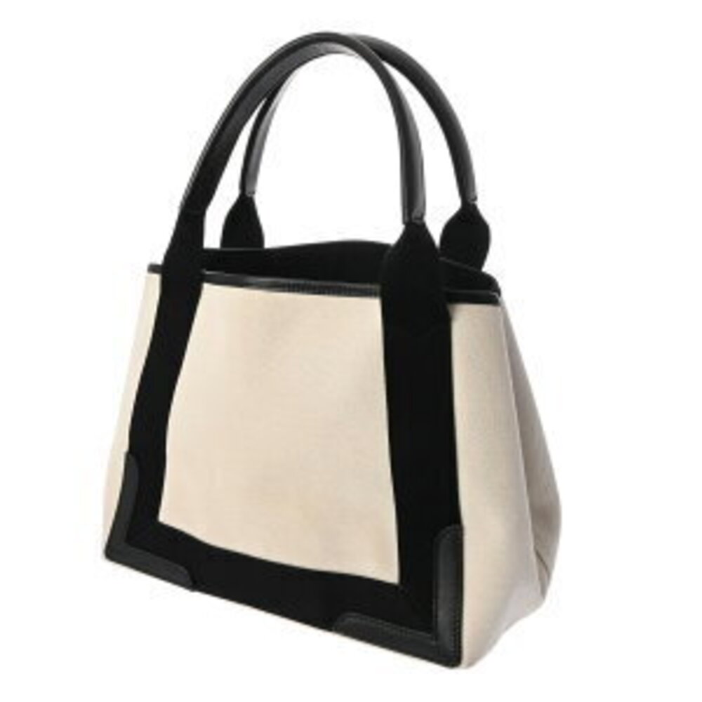 Balenciaga Navy Blue Cabas White Black Canvas Leather Handbag - Picture 2 of 9